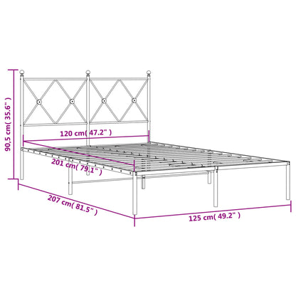 Metal Bed Frame without Mattress with Headboard White 120x200cm