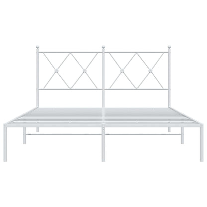 Metal Bed Frame without Mattress with Headboard White 135x190cm