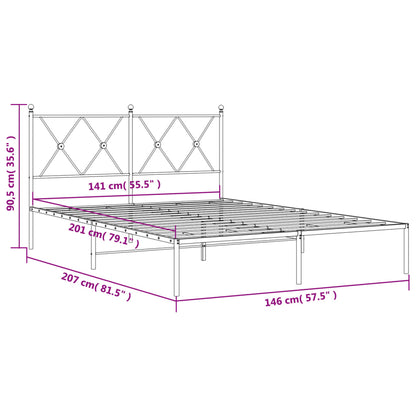 Metal Bed Frame without Mattress with Headboard White 140x200cm