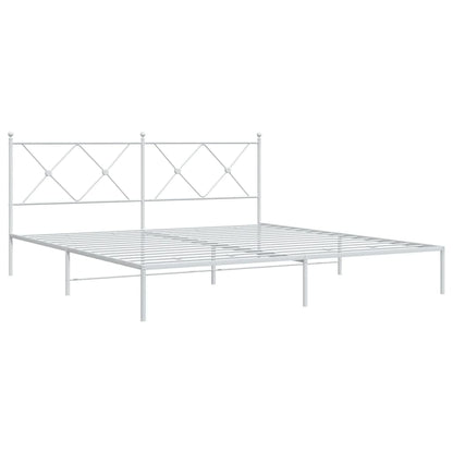 Metal Bed Frame without Mattress with Headboard White 183x213cm
