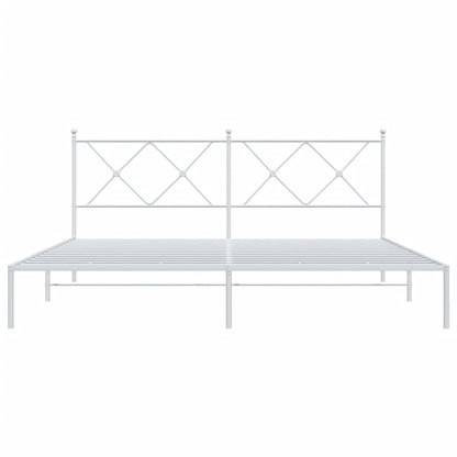 Metal Bed Frame without Mattress with Headboard White 183x213cm