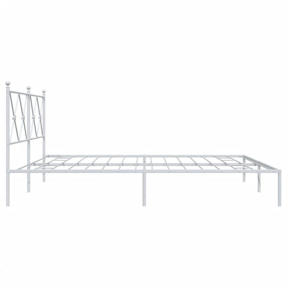 Metal Bed Frame without Mattress with Headboard White 183x213cm