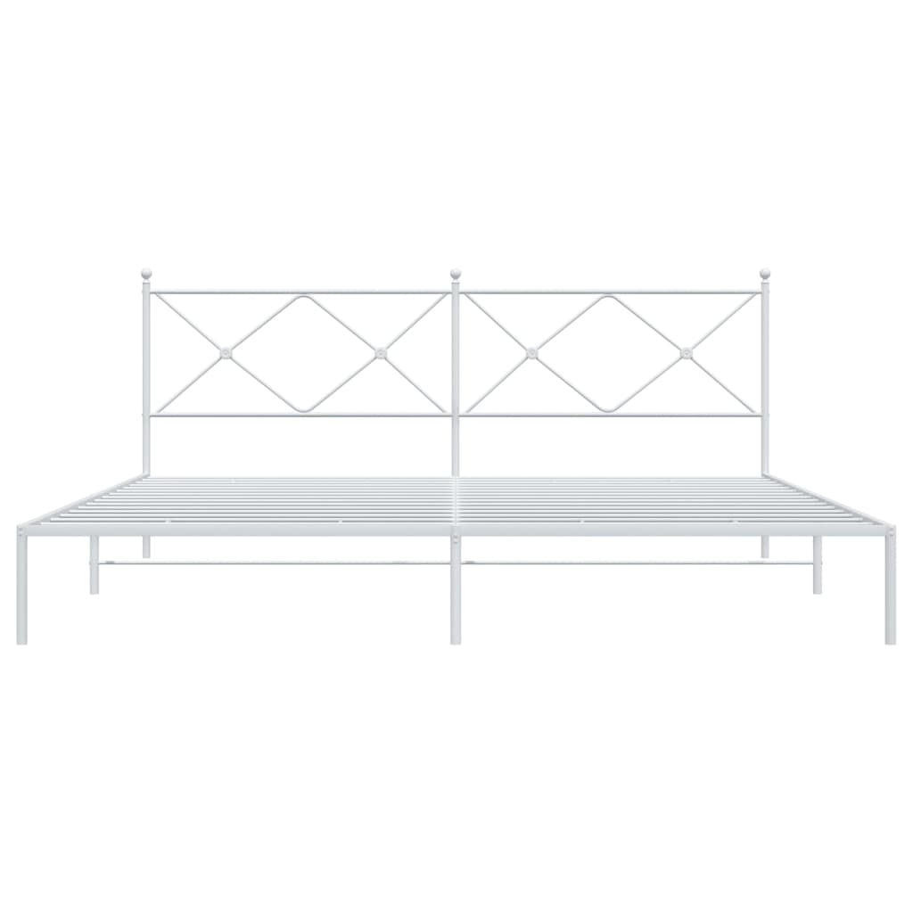 Metal Bed Frame without Mattress with Headboard White 200x200cm