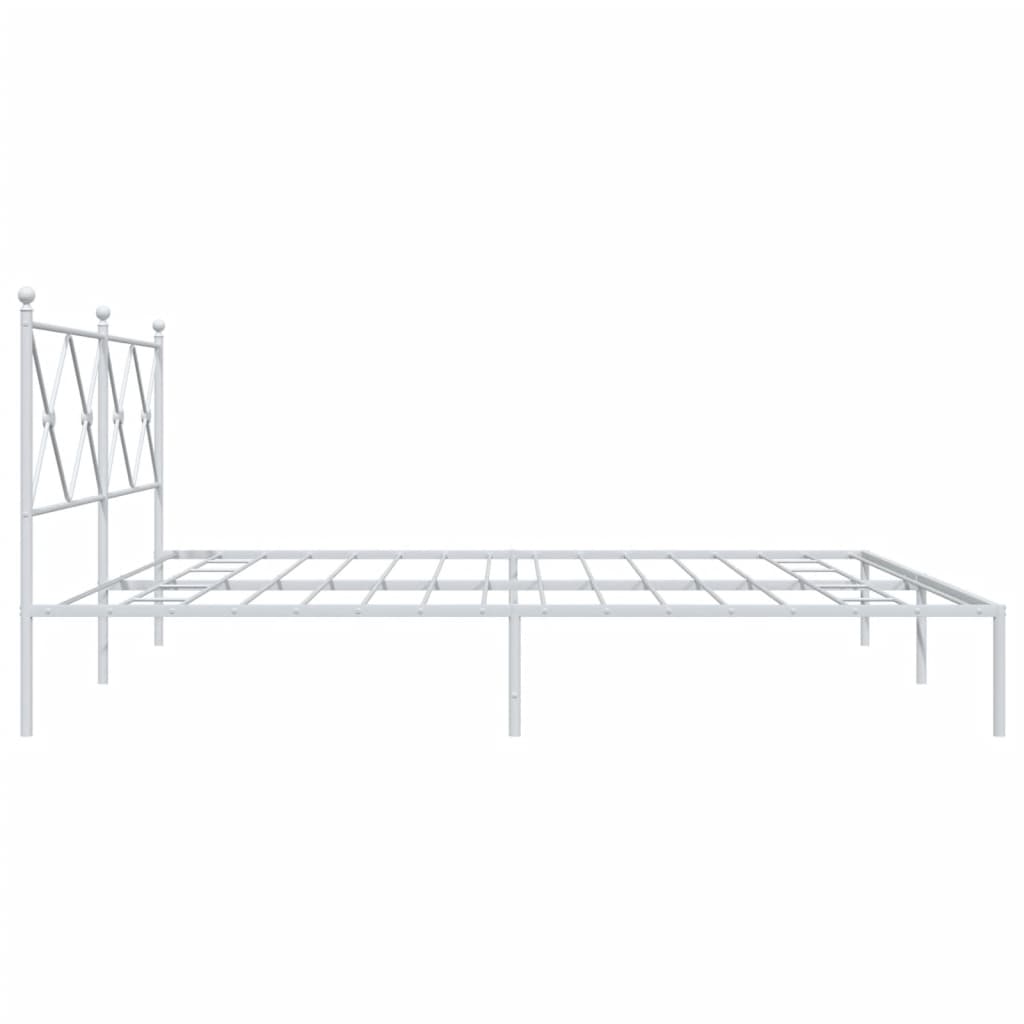 Metal Bed Frame without Mattress with Headboard White 200x200cm