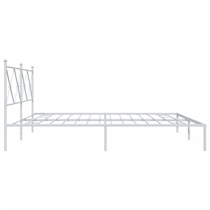 Metal Bed Frame without Mattress with Headboard White 200x200cm