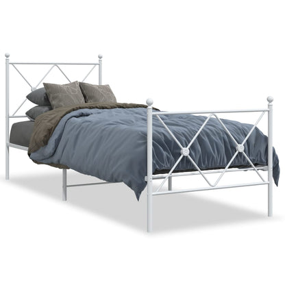 Metal Bed Frame without Mattress with Footboard White 80x200cm