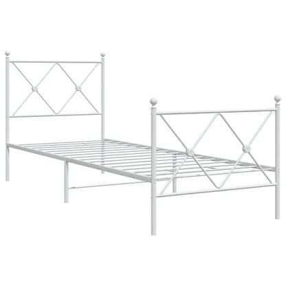 Metal Bed Frame without Mattress with Footboard White 80x200cm