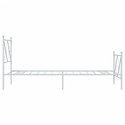 Metal Bed Frame without Mattress with Footboard White 80x200cm