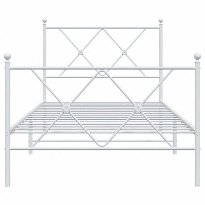 Metal Bed Frame without Mattress with Footboard White 90x200cm