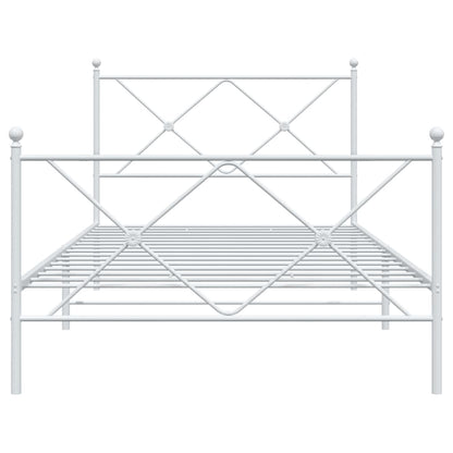 Metal Bed Frame without Mattress with Footboard White 100x200cm