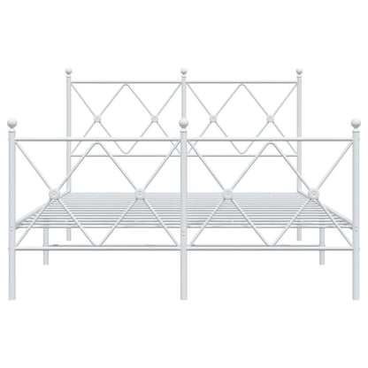 Metal Bed Frame without Mattress with Footboard White 120x190cm