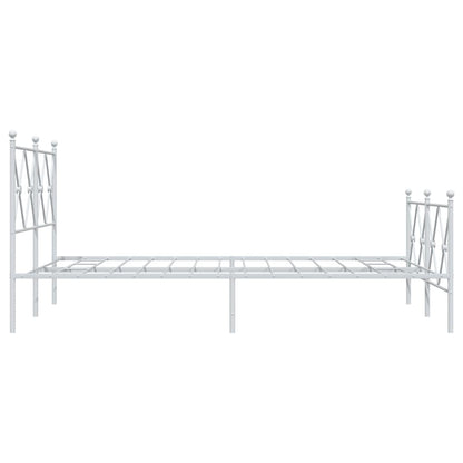 Metal Bed Frame without Mattress with Footboard White 120x190cm