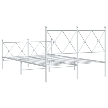 Metal Bed Frame without Mattress with Footboard White 120x190cm
