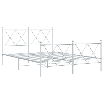 Metal Bed Frame without Mattress with Footboard White 137x190cm
