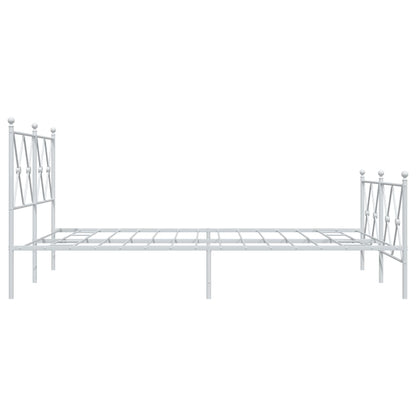 Metal Bed Frame without Mattress with Footboard White 137x190cm