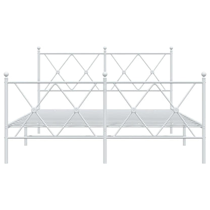 Metal Bed Frame without Mattress with Footboard White 140x190cm