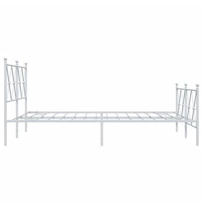 Metal Bed Frame without Mattress with Footboard White 140x190cm