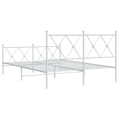 Metal Bed Frame without Mattress with Footboard White 140x190cm