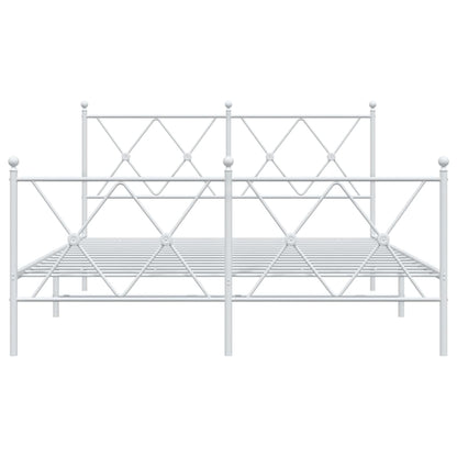 Metal Bed Frame without Mattress with Footboard White 140x200cm