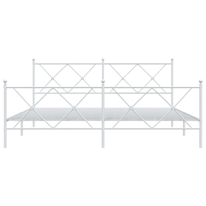 Metal Bed Frame without Mattress with Footboard White 180x200cm