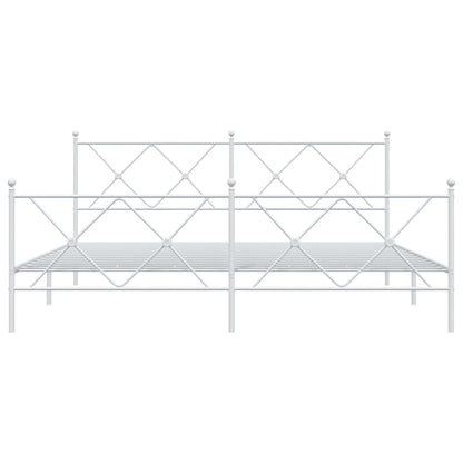 Metal Bed Frame without Mattress with Footboard White 183x213cm