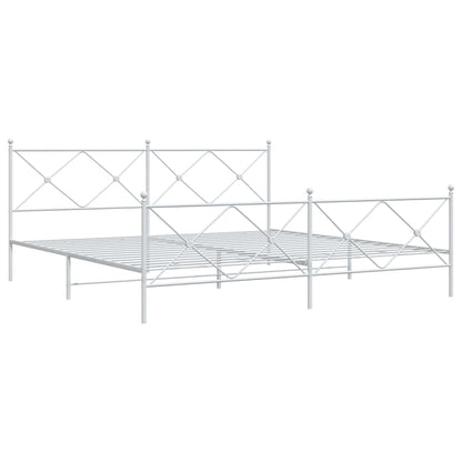 Metal Bed Frame without Mattress with Footboard White 193x203cm