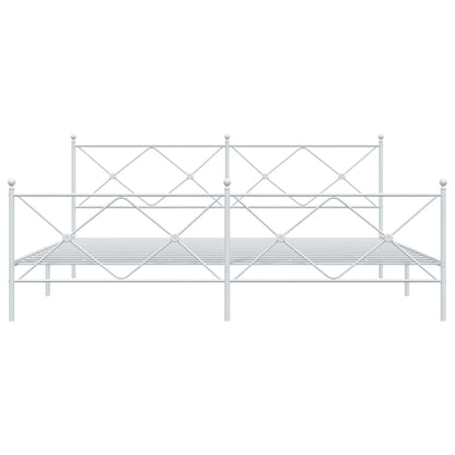Metal Bed Frame without Mattress with Footboard White 193x203cm