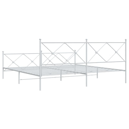 Metal Bed Frame without Mattress with Footboard White 193x203cm