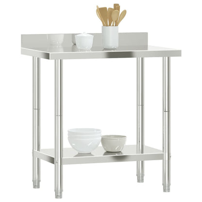 Kitchen Work Table with Backsplash 82.5x55x93 cm Stainless Steel