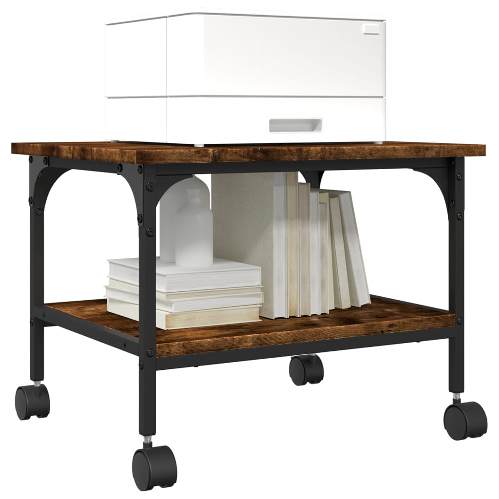 Printer Stand 2-Tier Smoked Oak 50x40x38 cm Engineered Wood