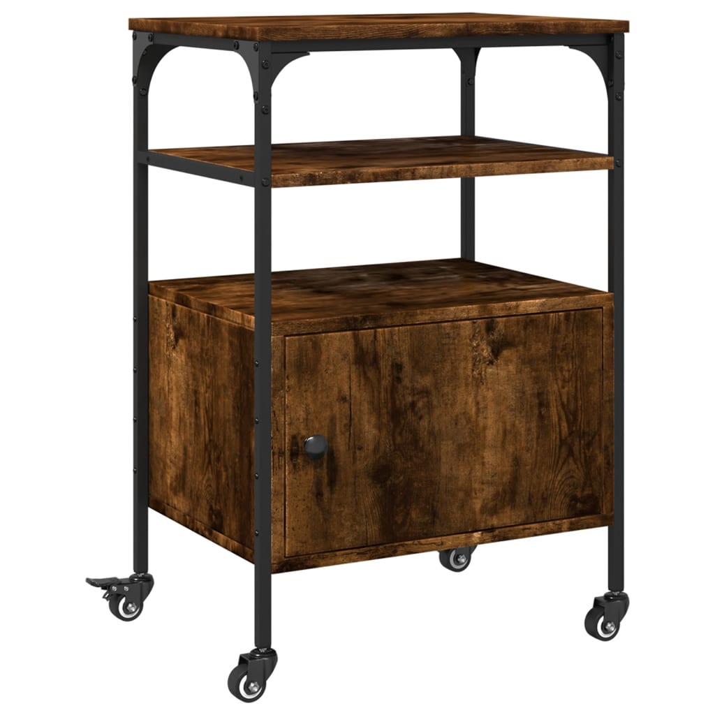 Printer Stand 3-Tier Smoked Oak 50x40x76 cm Engineered Wood