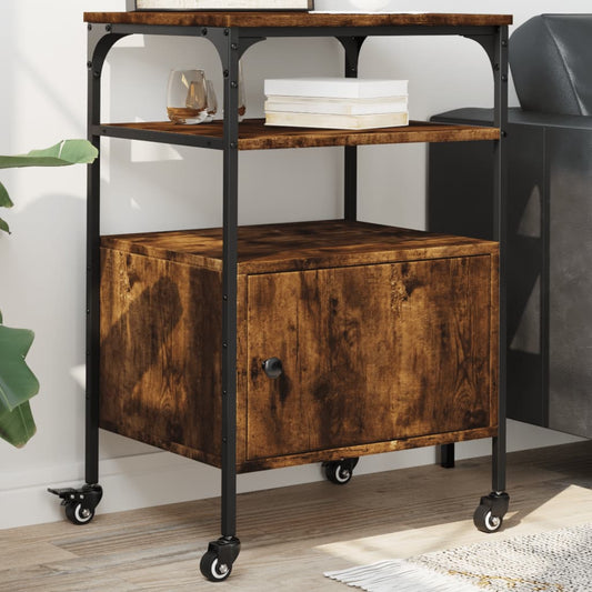 Printer Stand 3-Tier Smoked Oak 50x40x76 cm Engineered Wood