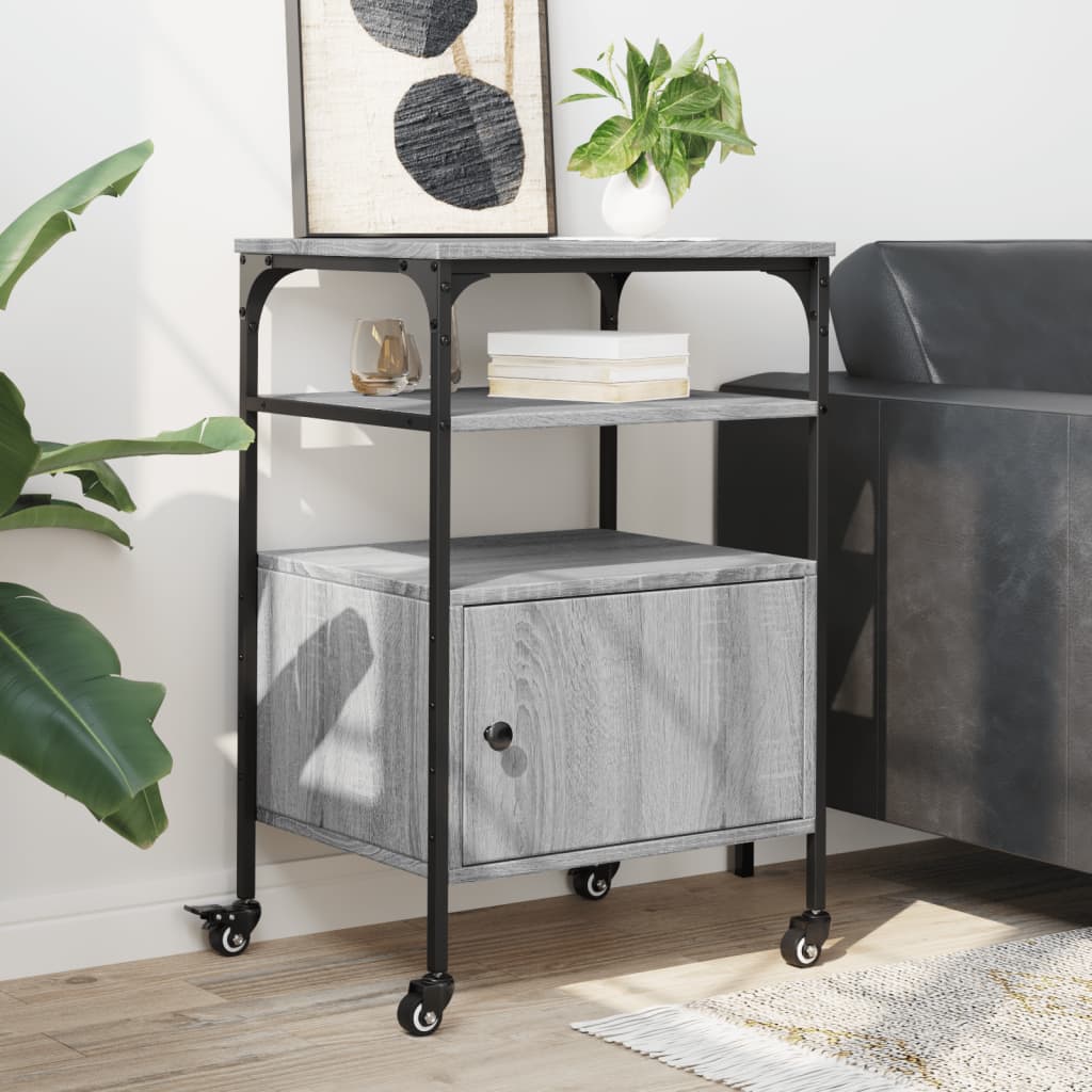 Printer Stand 3-Tier Grey Sonoma 50x40x76 cm Engineered Wood