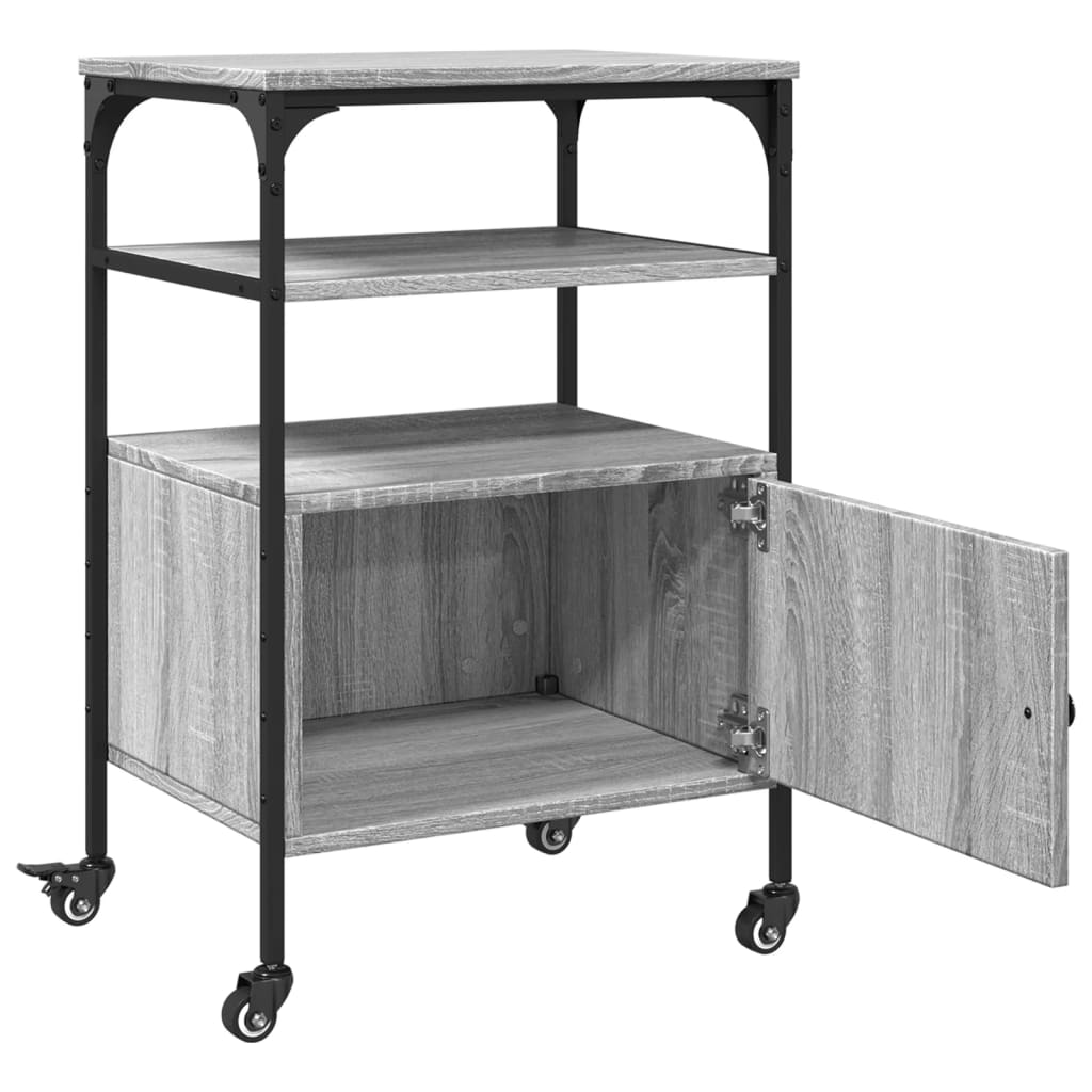 Printer Stand 3-Tier Grey Sonoma 50x40x76 cm Engineered Wood