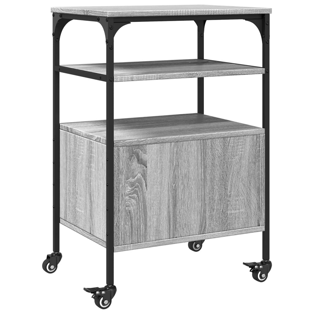 Printer Stand 3-Tier Grey Sonoma 50x40x76 cm Engineered Wood