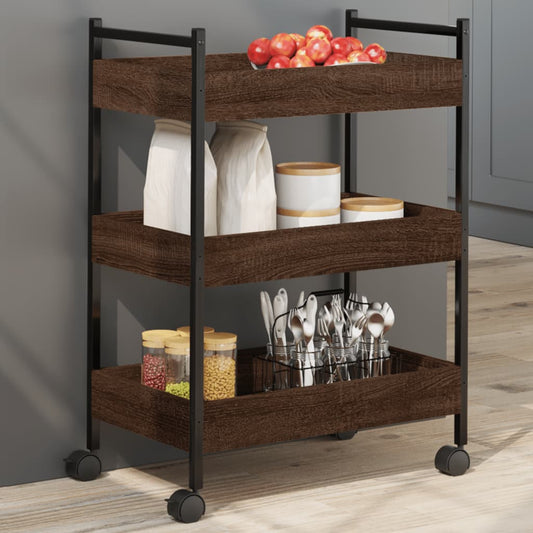 Kitchen Trolley Brown Oak 50x30x70 cm Engineered Wood