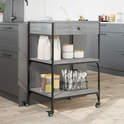 Kitchen Trolley Grey Sonoma 60x48x89.5 cm Engineered Wood