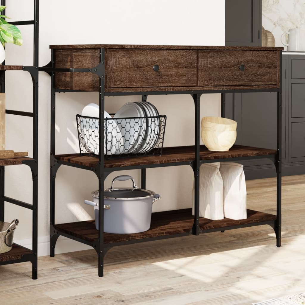 Kitchen Trolley Brown Oak 105x42x95 cm Engineered Wood