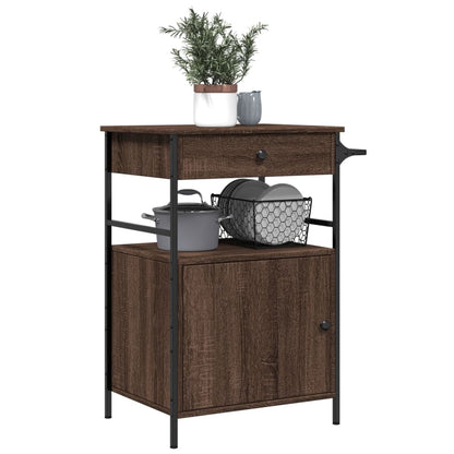 Kitchen Trolley Brown Oak 56x43x89.5 cm Engineered Wood
