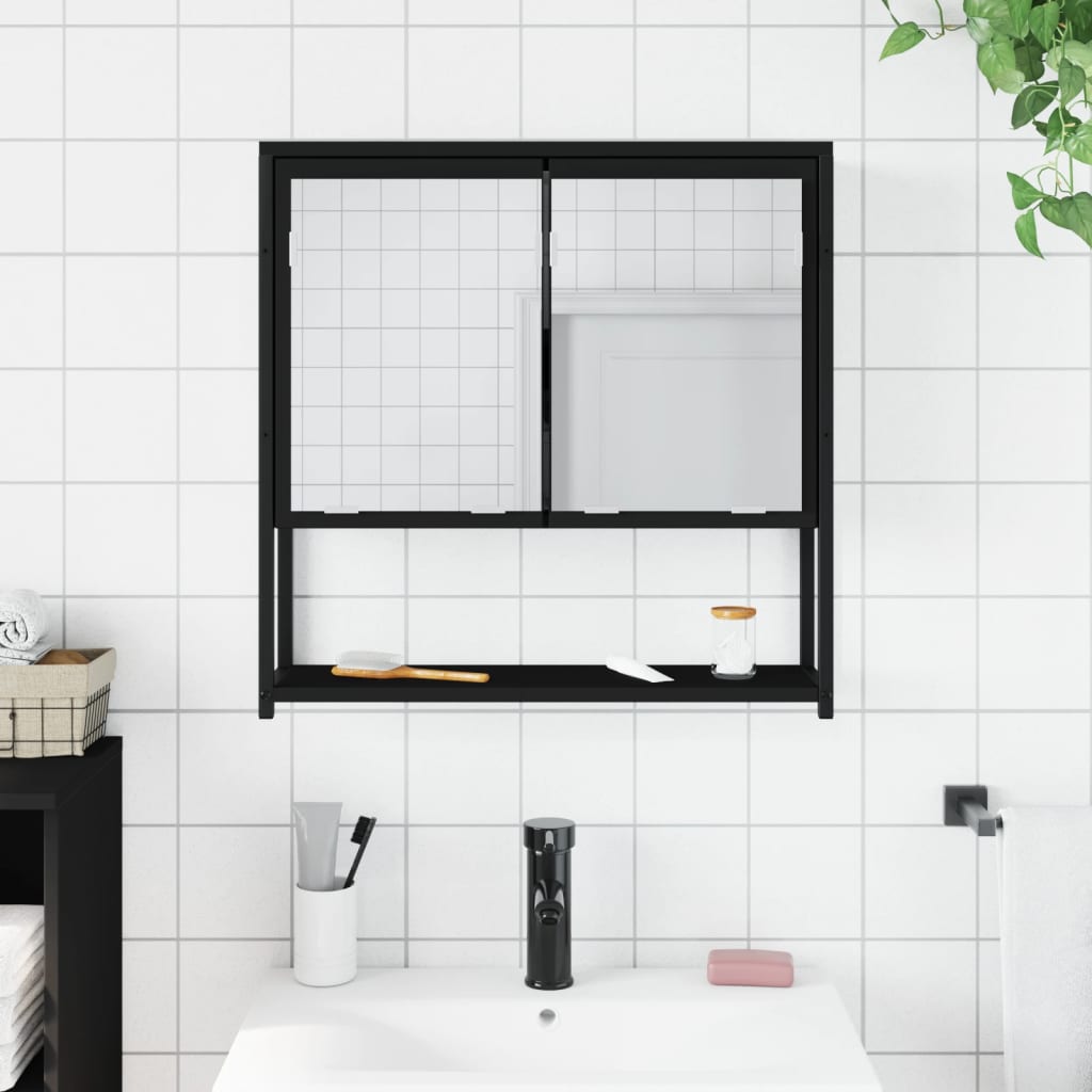 Bathroom Mirror Cabinet Black 60x16x60 cm Engineered Wood