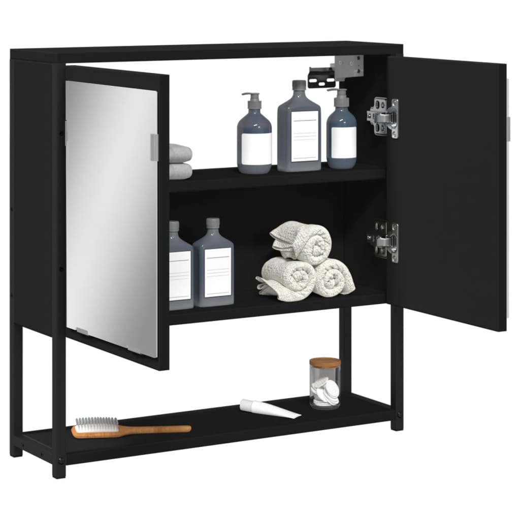 Bathroom Mirror Cabinet Black 60x16x60 cm Engineered Wood