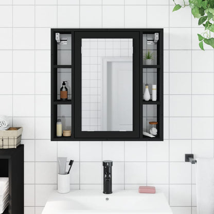 Bathroom Mirror Cabinet Black 60x16x60 cm Engineered Wood
