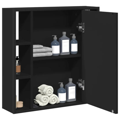 Bathroom Mirror Cabinet Black 60x16x60 cm Engineered Wood