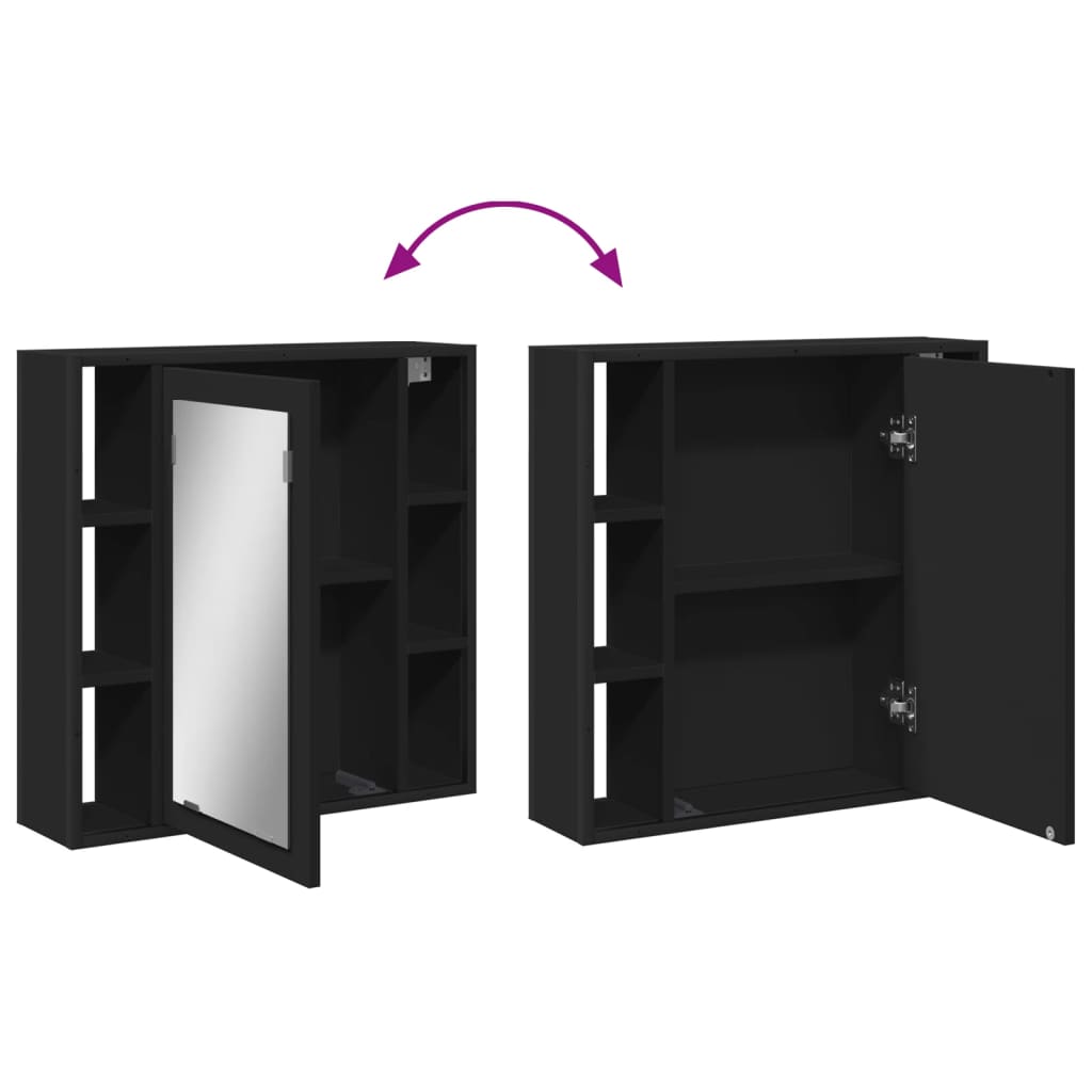 Bathroom Mirror Cabinet Black 60x16x60 cm Engineered Wood