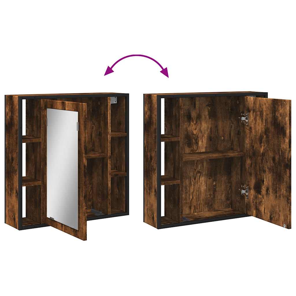 Bathroom Mirror Cabinet Smoked Oak 60x16x60 cm Engineered Wood