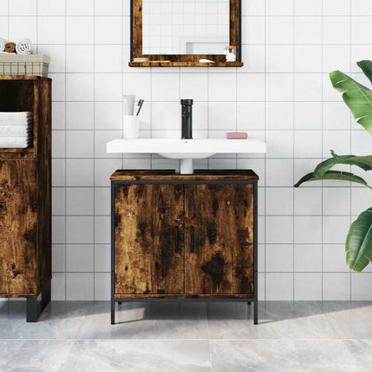 Bathroom Sink Cabinet Smoked Oak 60x30x60 cm Engineered Wood