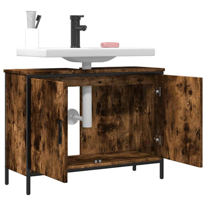 Bathroom Sink Cabinet Smoked Oak 80x30x60 cm Engineered Wood