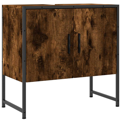 Bathroom Sink Cabinet Smoked Oak 60x33x60 cm Engineered Wood