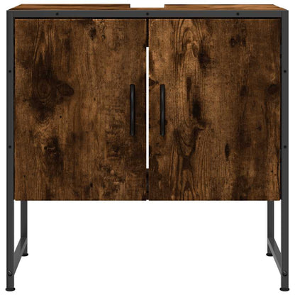 Bathroom Sink Cabinet Smoked Oak 60x33x60 cm Engineered Wood