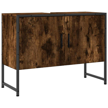 Bathroom Sink Cabinet Smoked Oak 80x33x60 cm Engineered Wood
